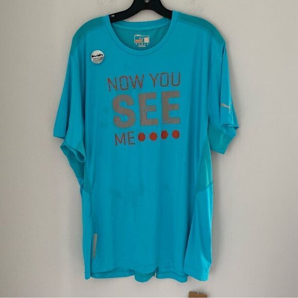 Puma Men’s Short Sleeve Crew Neck Dri Fit Blue Graphic Tee size XXL - Picture 1 of 6